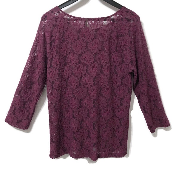 Denver Hayes | Purple Floral Lace Top | Size XL - Picture 9 of 14